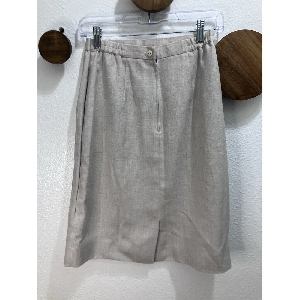 Vintage Westbound Beige Linen Blend Pencil Skirt Lined 24 X 22.5 Talon Zip